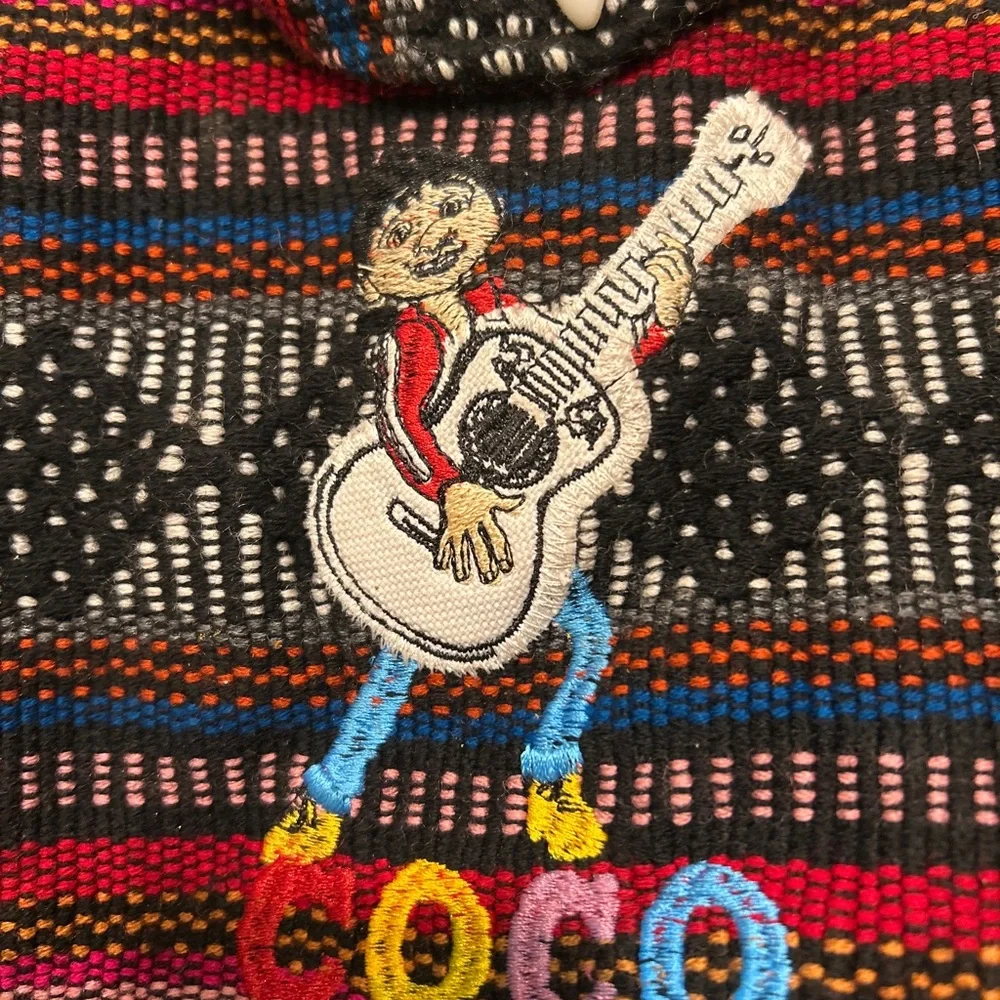 Disney Pixar Coco With Guitar Embroidered Backpack Purse Rainbow Colors